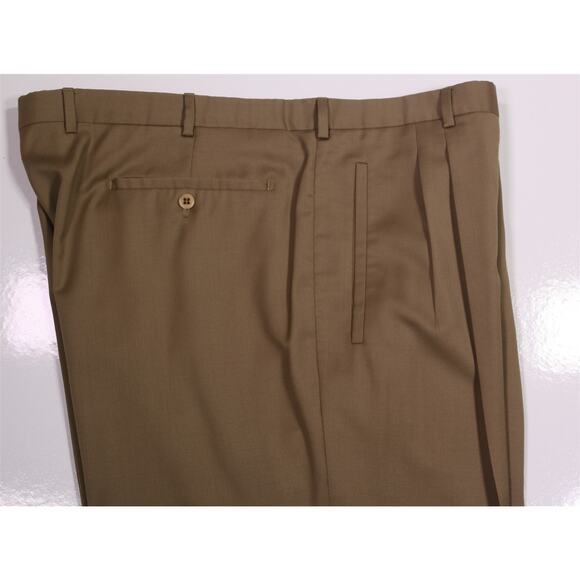 Zanella Paul Big & Tall Golden Brown Pleated Wool Dress Pants 44x28 - Picture 2 of 7